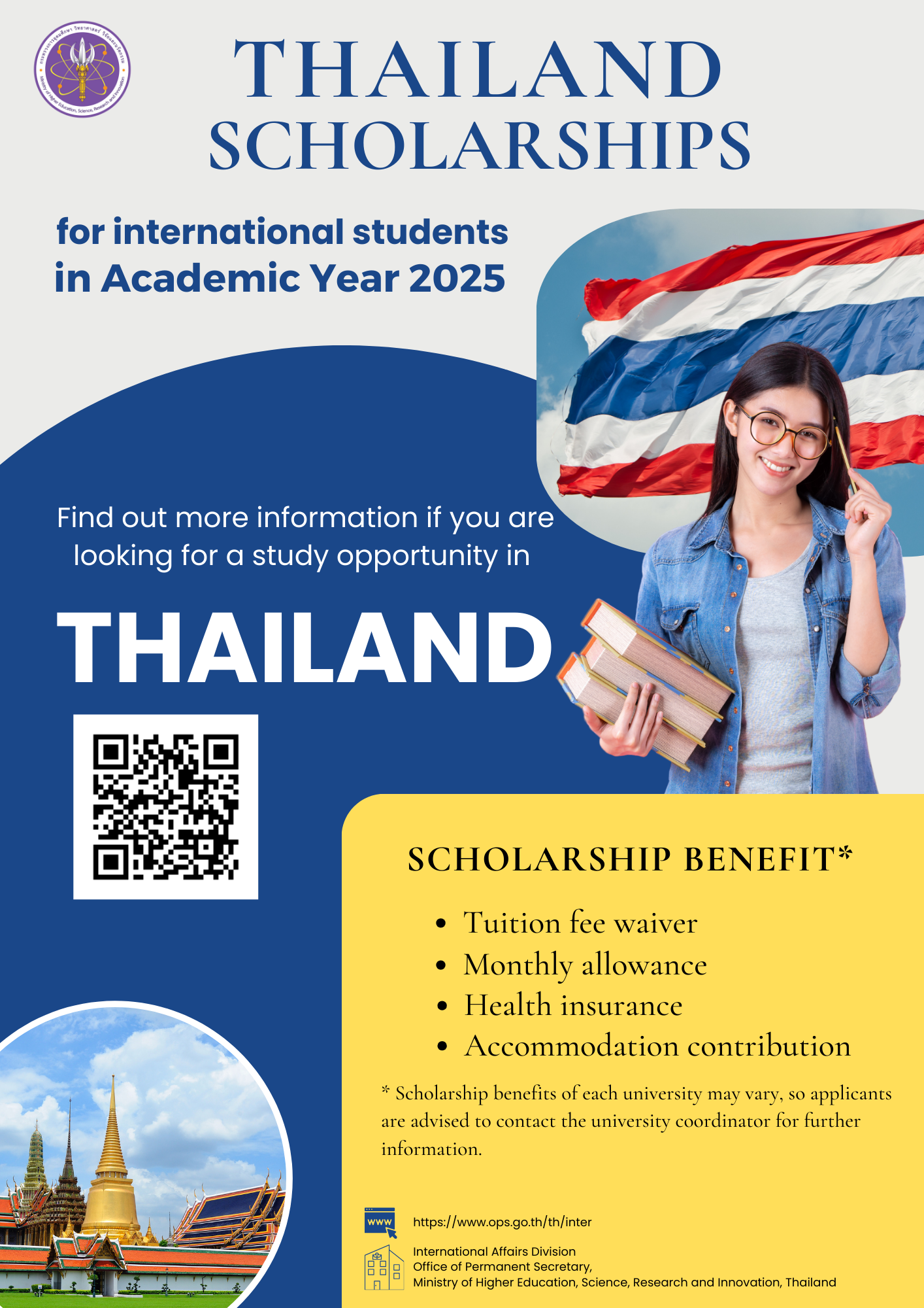 Thailand Scholarship for Intl Students in Academic Year 2025
