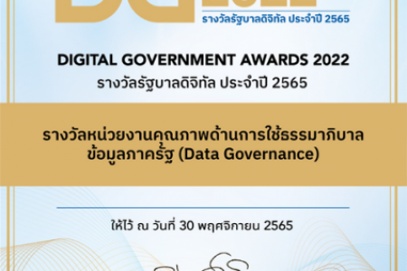 รางวัลหน่วยงานดีเด่นด้านการใช้ธรรมาภิบาลข้อมูลภาครัฐ (Data Governance)