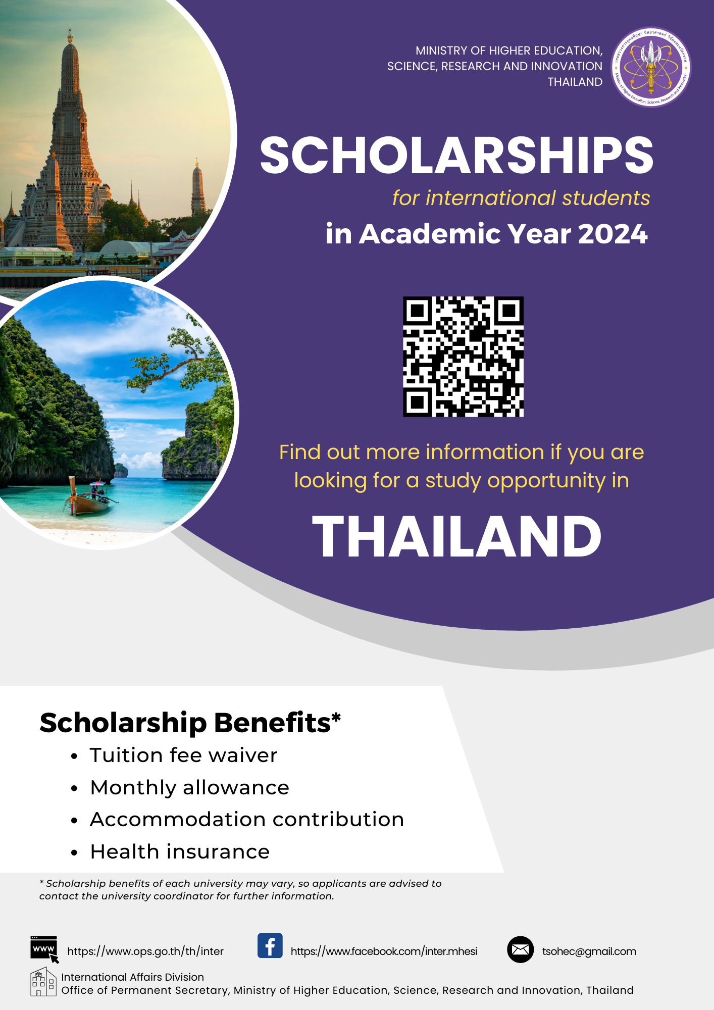 Scholarships offered Thai HEIs for Intl Stuents Flyer